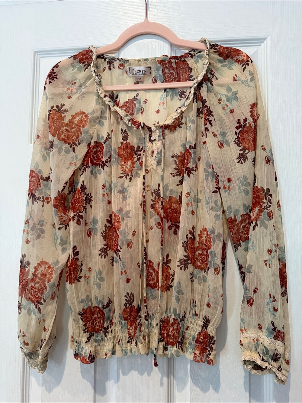 Decree Cream Blouse with Rust Floral Print
